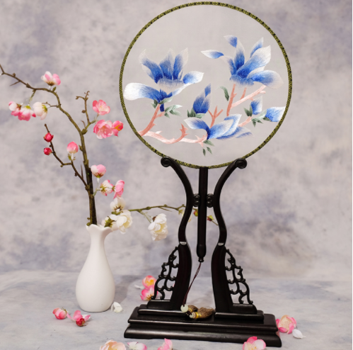 四款雙面繡花家佳樂(lè)文學(xué)團(tuán)扇，古風(fēng)宮扇古典扇子圖