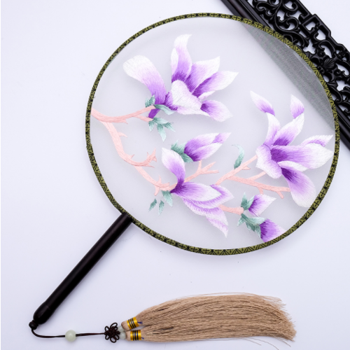 四款雙面繡花家佳樂(lè)文學(xué)團(tuán)扇，古風(fēng)宮扇古典扇子圖