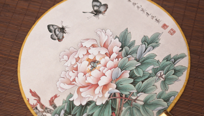 家佳樂文學(xué)宮扇女式團(tuán)扇，古風(fēng)工藝漢服古典扇子圖