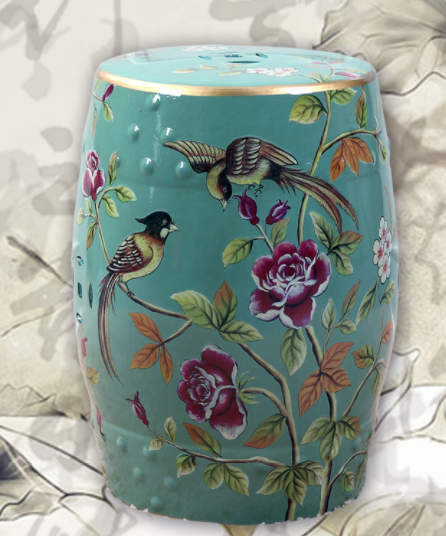 家佳樂文學(xué)陶瓷凳子，復(fù)古仿鼓手繪花鳥凳子