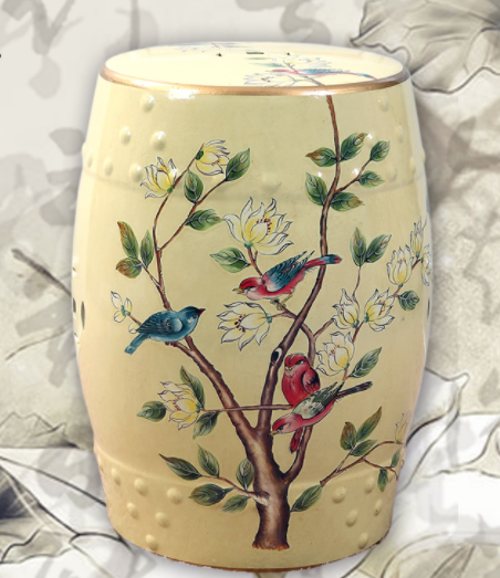 家佳樂文學(xué)陶瓷凳子，復(fù)古仿鼓手繪花鳥凳子