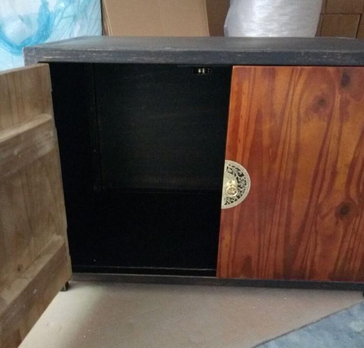 復古鐵藝實木床頭柜儲物柜子