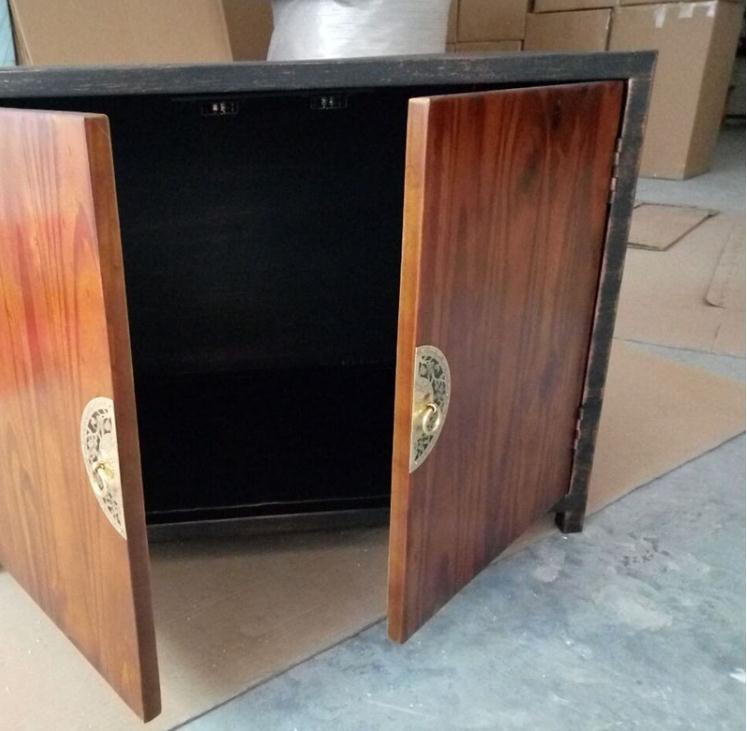 復古鐵藝實木床頭柜儲物柜子