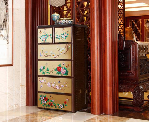 家佳樂文學(xué)復(fù)古儲物柜，多層組合整理柜五斗柜