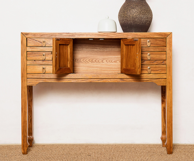 新中式老榆木簡約玄關柜子