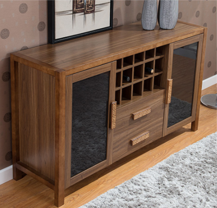 中式實(shí)木儲物柜子，現(xiàn)代簡約回紋圖案柜子