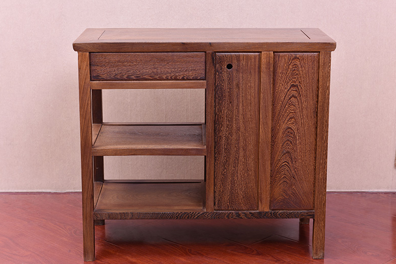 新中式玄關(guān)紅木雕花儲物柜子