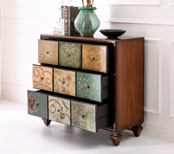 三斗柜客廳實木儲物收納復(fù)古抽屜玄關(guān)柜子