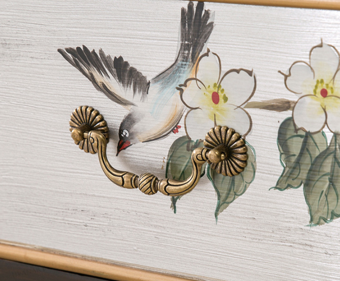 清新國畫收納進(jìn)門柜子，實(shí)木玄關(guān)裝飾門廳柜子