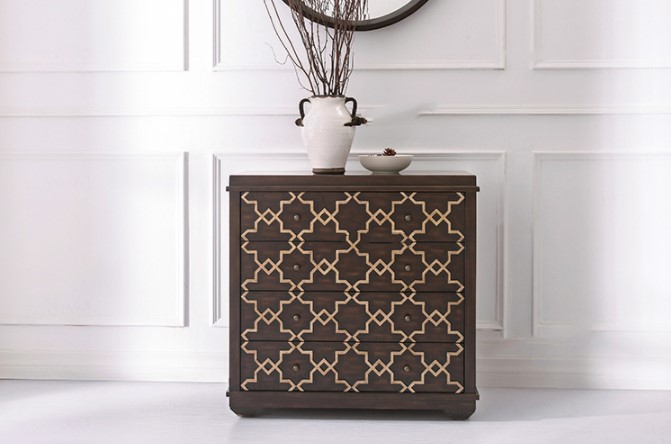 新古典實(shí)木四斗柜子，擦色工藝收納柜子