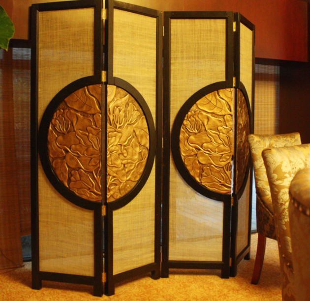 明清家具隔斷裝飾屏風(fēng)，新古典圓花影4扇屏風(fēng)