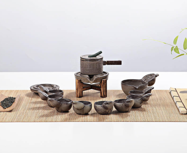 創(chuàng)新浮雕福字茶具，復古石磨茶具