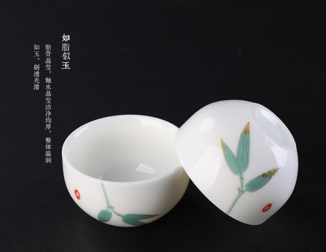 凝脂玉瓷簡(jiǎn)約茶具，一壺兩杯功夫茶具