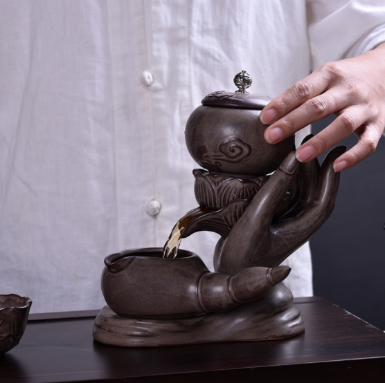 原創(chuàng)陶瓷泡茶自動茶具，佛手蓮花功夫茶具