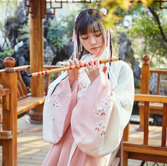 改良交領齊腰曲裾，漸變印花襦裙日常漢服