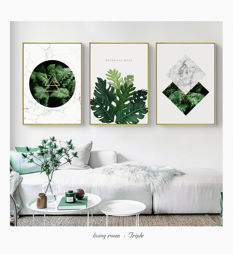 清新植物裝飾畫，簡約大氣客廳裝飾畫