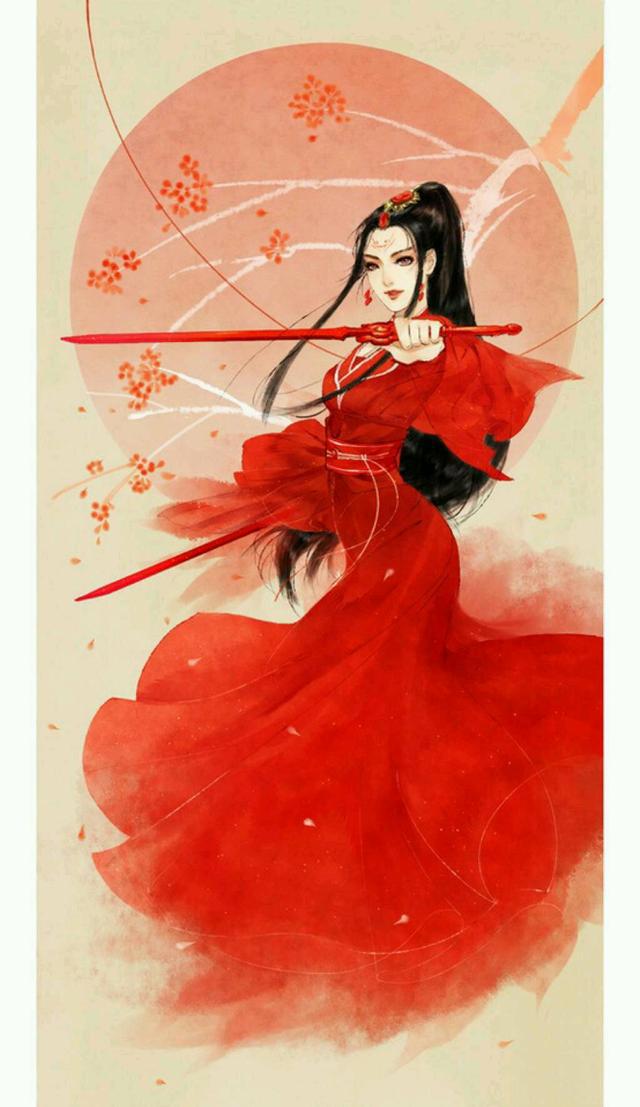 唯美古風(fēng)圖片：一身紅衣，披裝待嫁