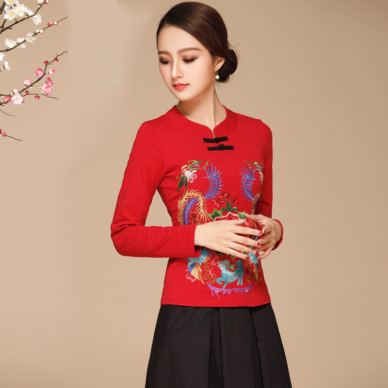 家佳樂(lè)文學(xué)云南民族風(fēng)服裝，紅色刺繡上衣民族服裝