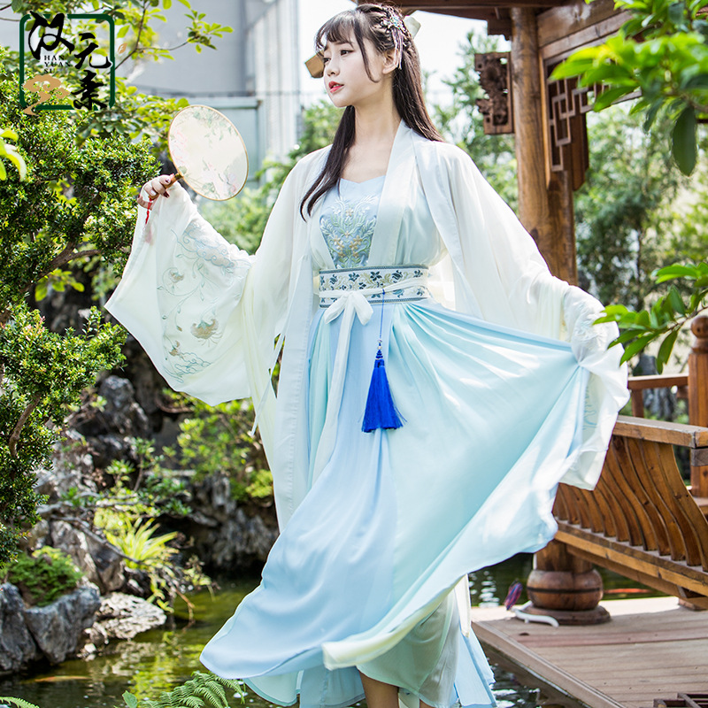 清新魏晉風(fēng)漢服，古裝仙女大袖衫齊腰襦裙