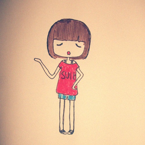 4款簡單手繪插畫圖片，清新可人小女生