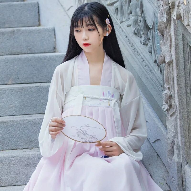 飄逸清新淡雅漢服，家佳樂文學(xué)襦裙廣袖流仙裙