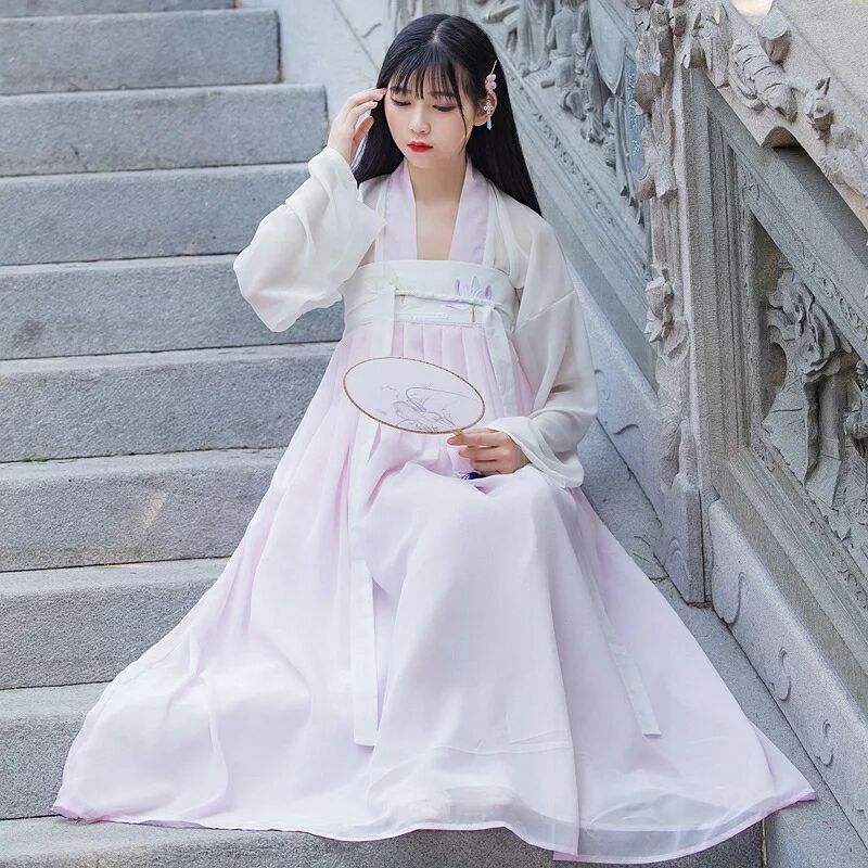 飄逸清新淡雅漢服，家佳樂文學(xué)襦裙廣袖流仙裙