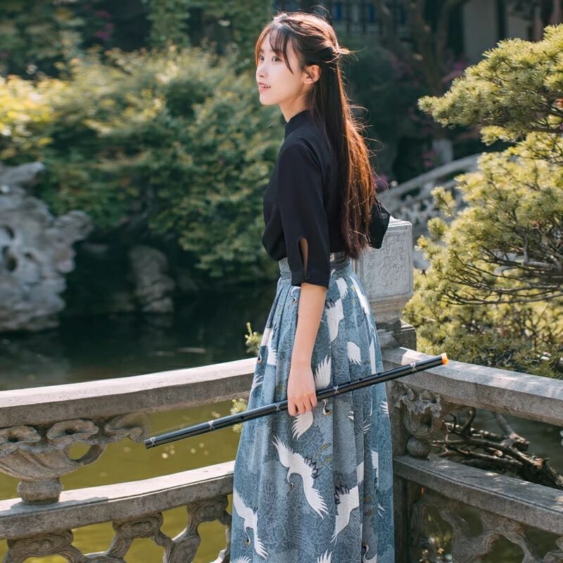 家佳樂(lè)文學(xué)江南素兮漢服，復(fù)古套裙?jié)h服圖片