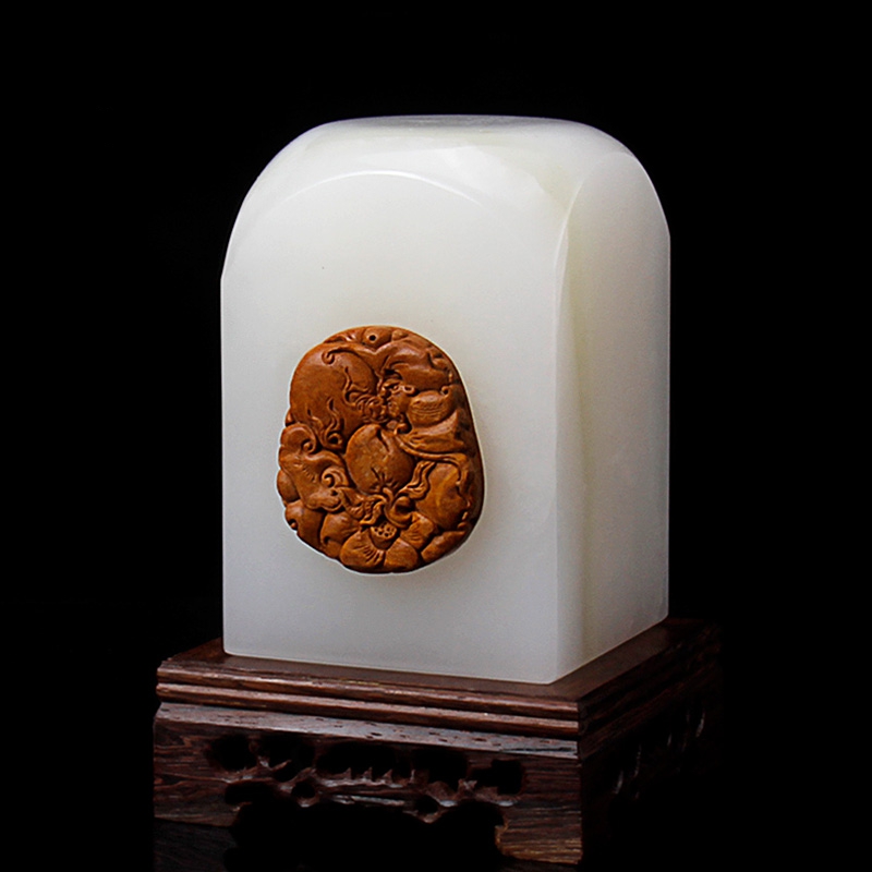文人雅趣，玉雕印章