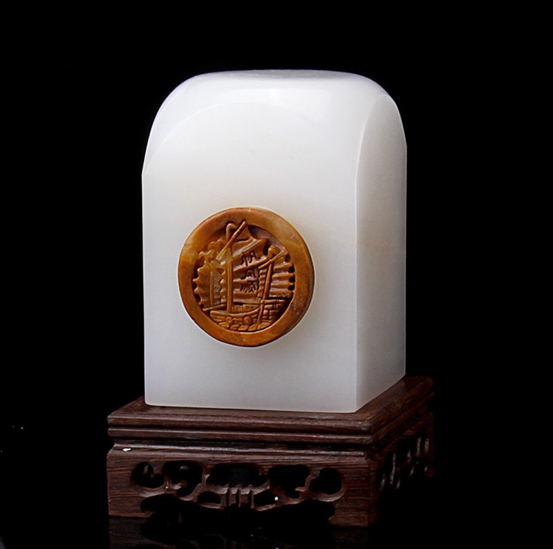 文人雅趣，玉雕印章