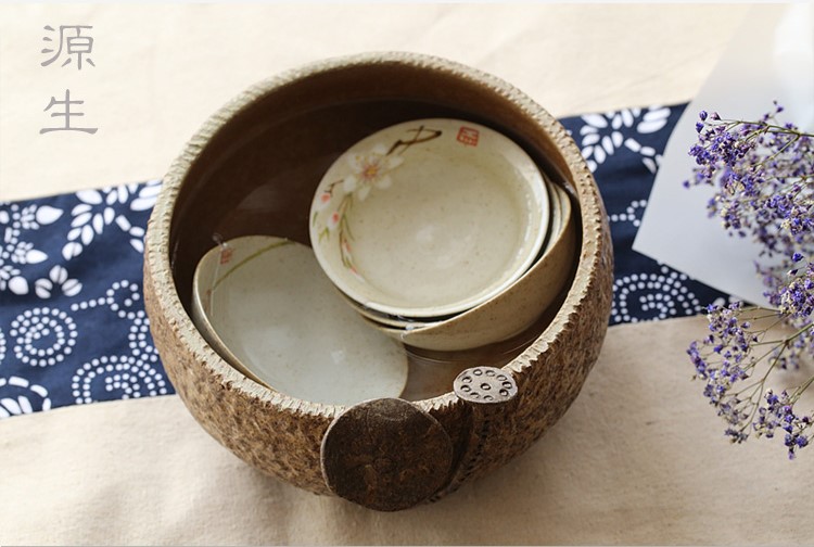 日式陶瓷水盂，可用作茶洗筆洗