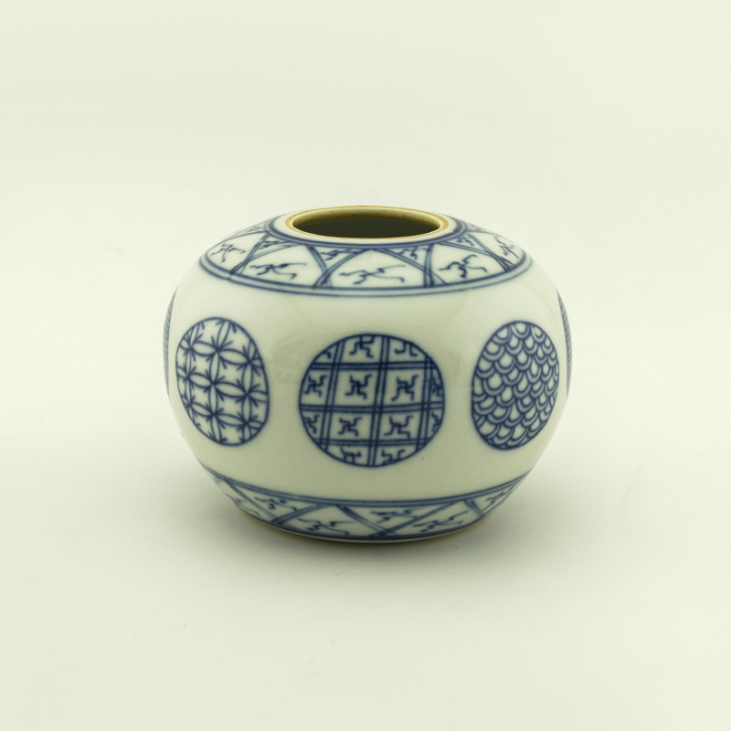 明清天球尊 青花瓷仿古筆洗水盂