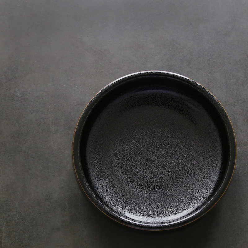 日式陶瓷，黑釉銀斑水盂