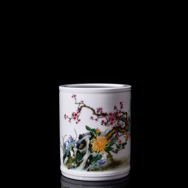 四君雅聚圖——筆筒