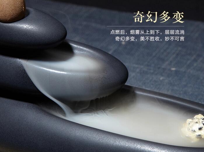 西藏瑪尼堆倒流香爐，創(chuàng)意陶瓷塔香倒流香香爐