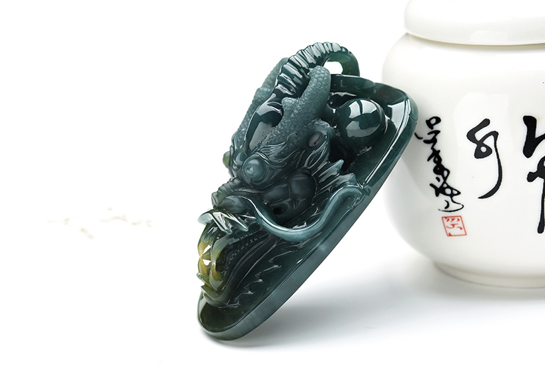 果敢翡翠，藍(lán)水翡翠龍牌玉器