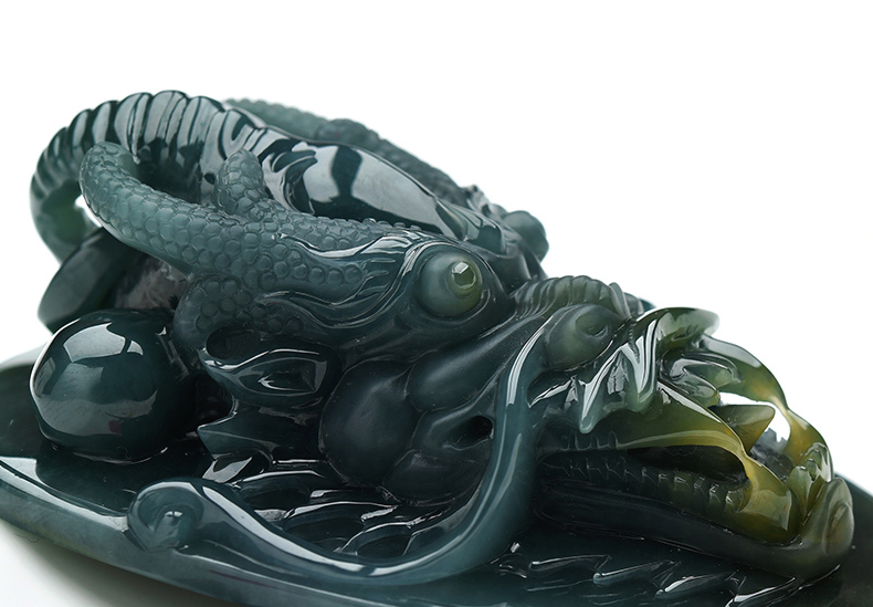 果敢翡翠，藍(lán)水翡翠龍牌玉器