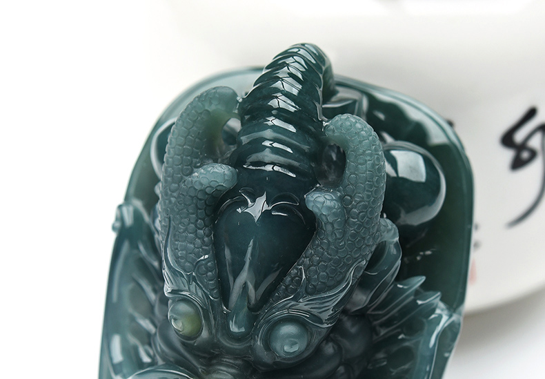 果敢翡翠，藍(lán)水翡翠龍牌玉器