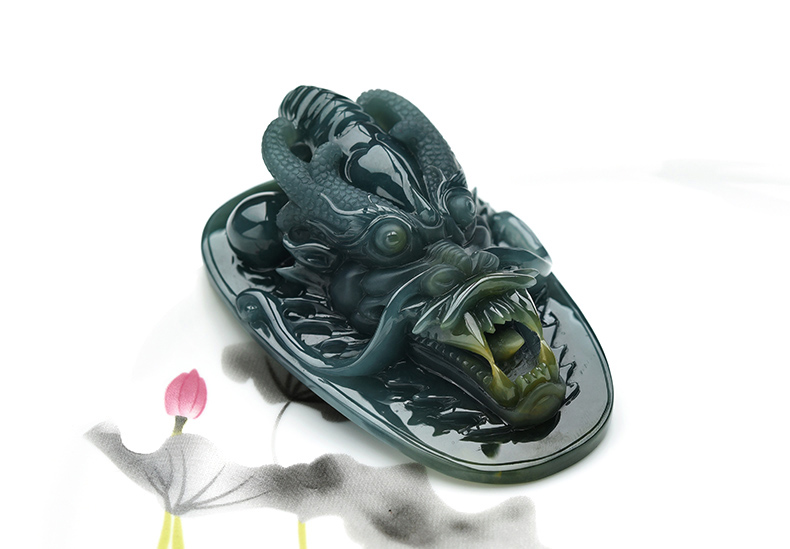 果敢翡翠，藍(lán)水翡翠龍牌玉器