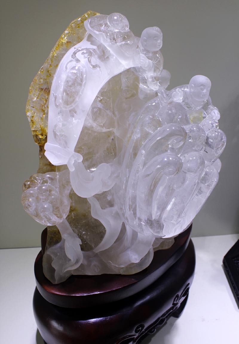 東海水晶雕刻，天然白水晶佛手福瓜象征萬事如