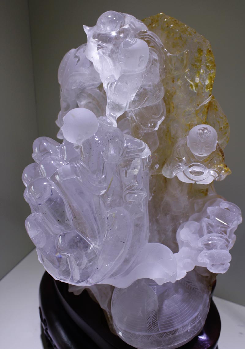 東海水晶雕刻，天然白水晶佛手福瓜象征萬事如