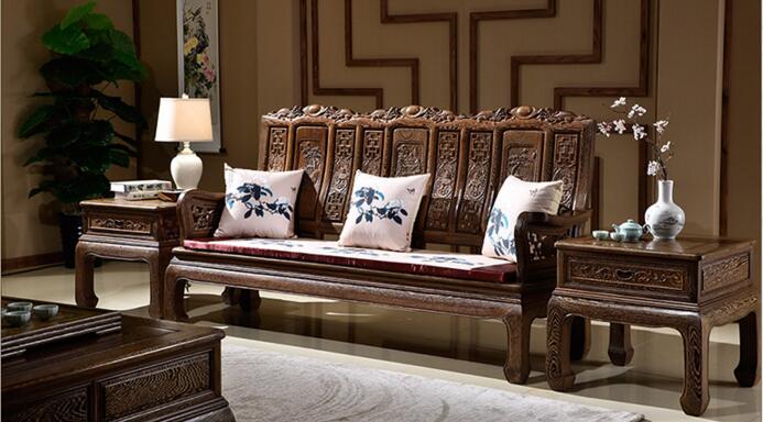 紅木實木家具，雞翅木山水萬字沙發(fā)