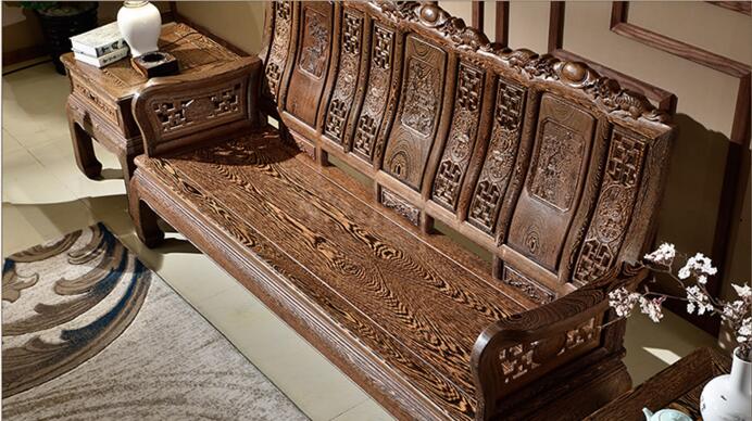 紅木實木家具，雞翅木山水萬字沙發(fā)