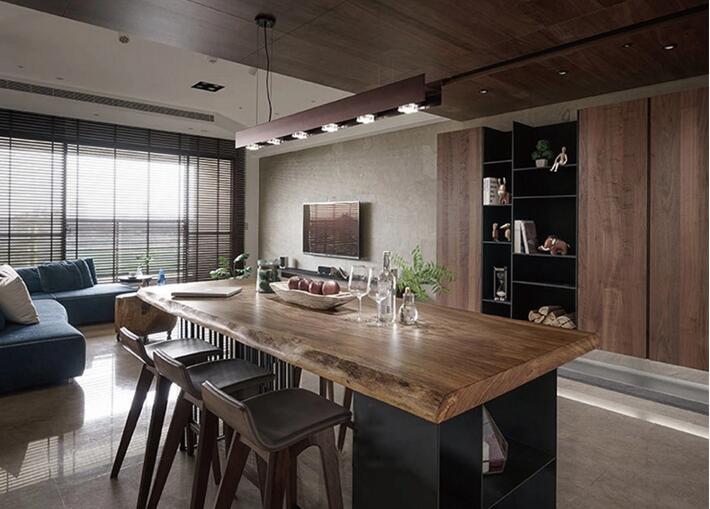 復(fù)古工業(yè)風北歐實木鐵藝餐桌