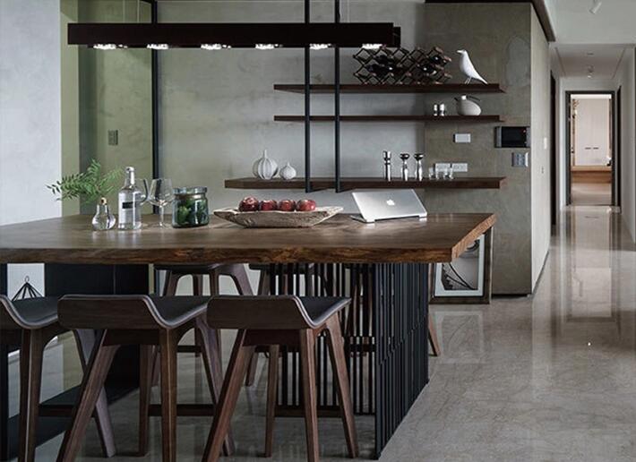 復(fù)古工業(yè)風北歐實木鐵藝餐桌