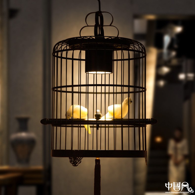 新中式鳥籠吊燈鳥籠燈，家佳樂文學(xué)十足