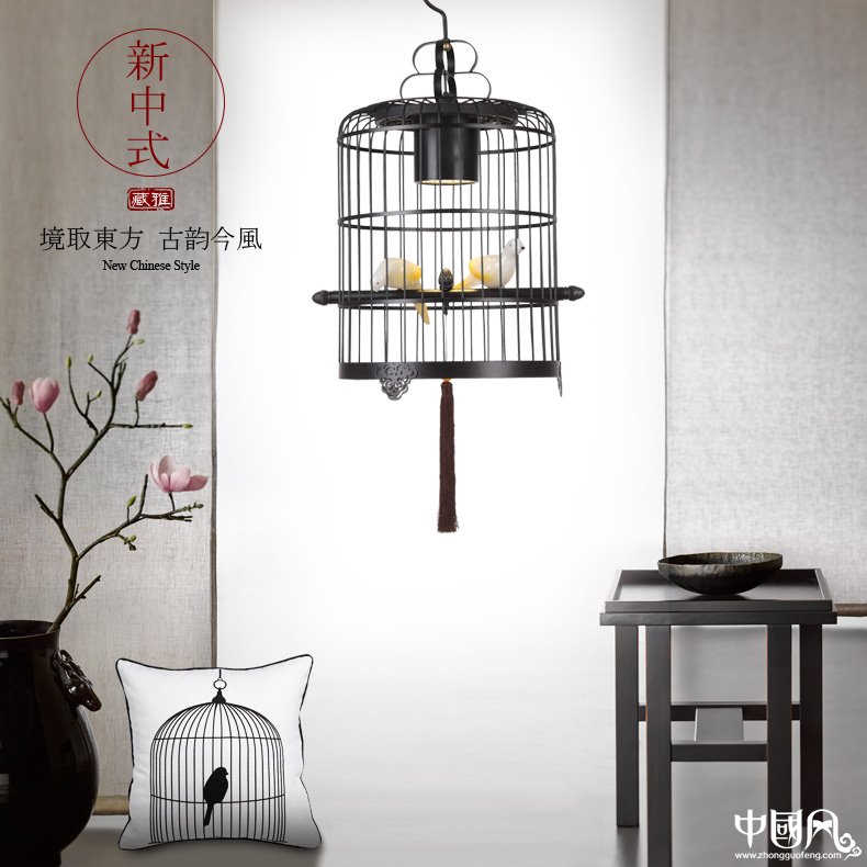 新中式鳥籠吊燈鳥籠燈，家佳樂文學(xué)十足