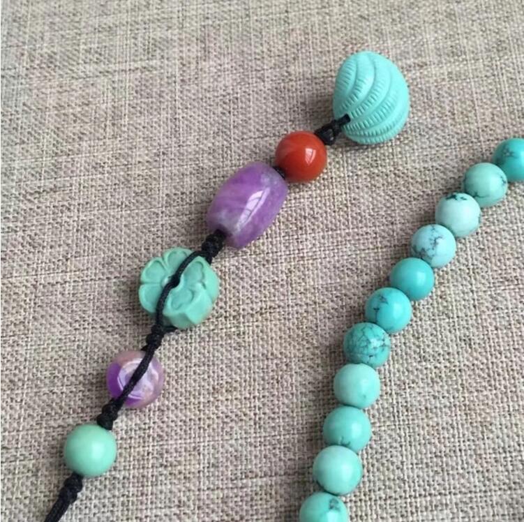 老礦冰種綠松石項(xiàng)鏈，綠松石項(xiàng)鏈搭配