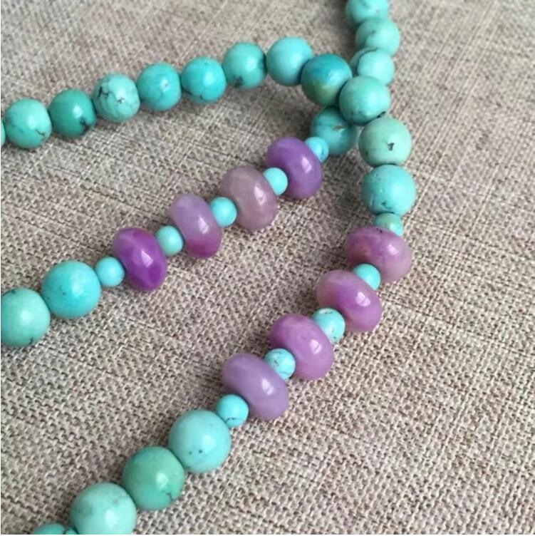 老礦冰種綠松石項(xiàng)鏈，綠松石項(xiàng)鏈搭配