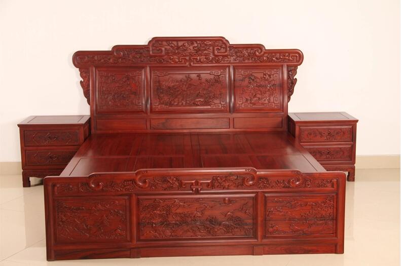 中式實(shí)木床1.8米酸枝床