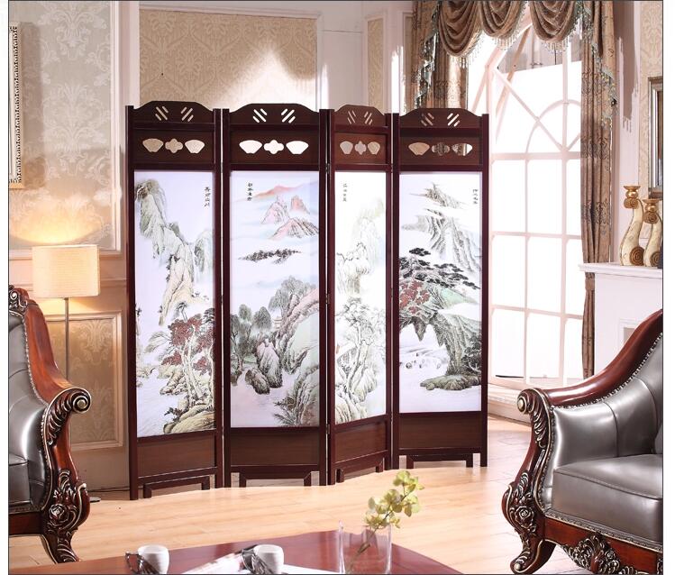 古典實(shí)木屏風(fēng)家佳樂(lè)文學(xué)山屏風(fēng)隔斷